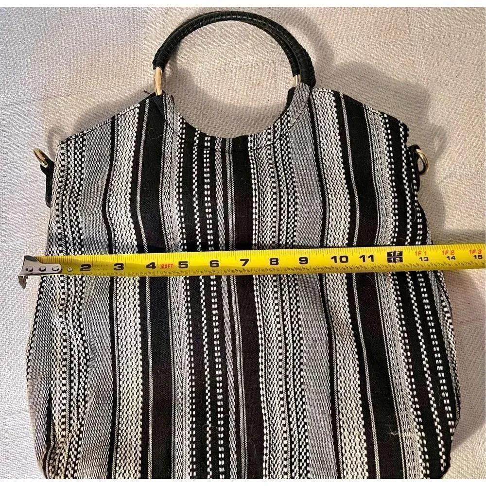 Sole Society Nordstrom Womens Black & White Handbag Tote Boho Purse